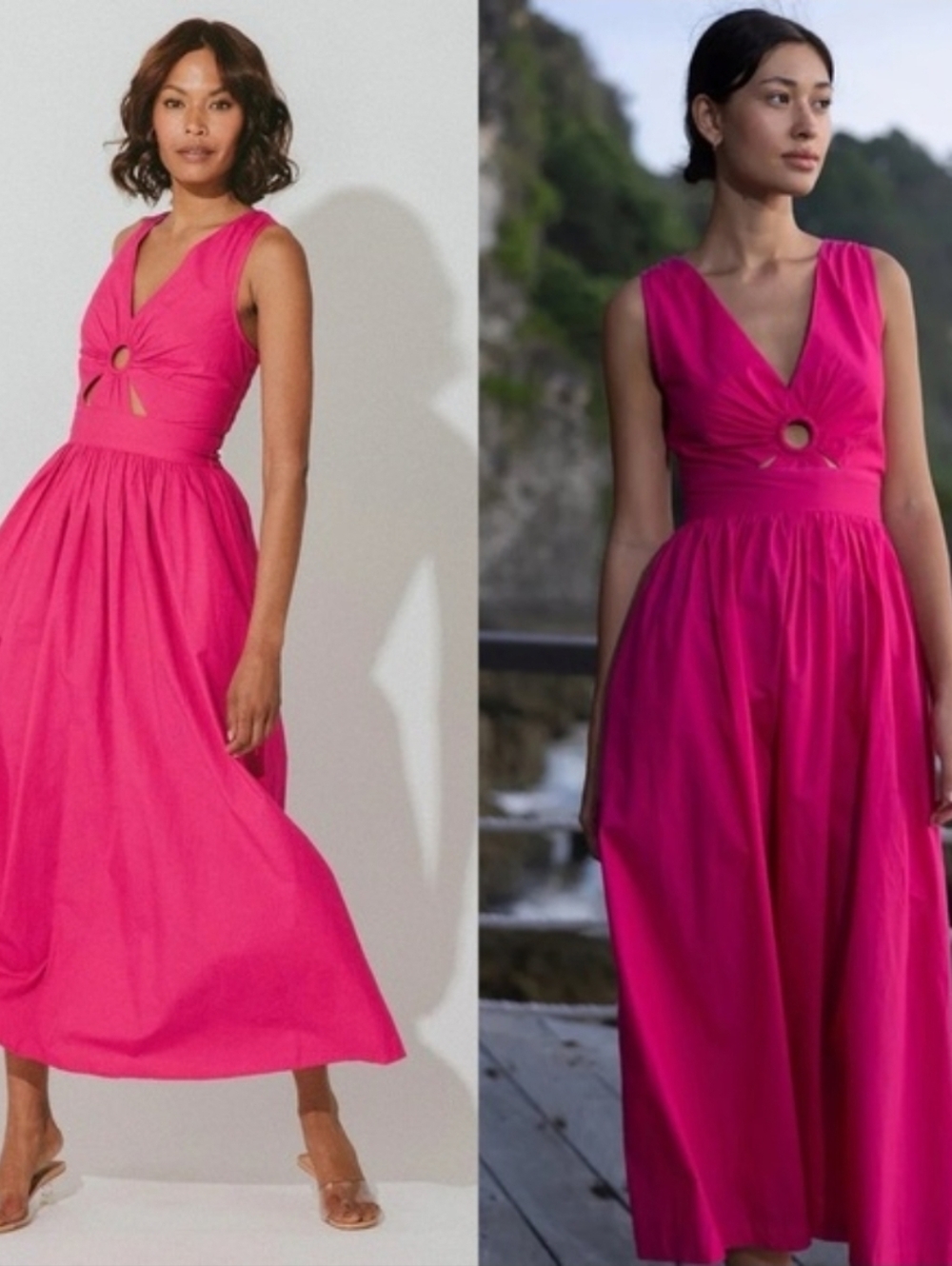 Cleobella Charaya Ankle Dress in Magenta Hot Barbie Pink Size M